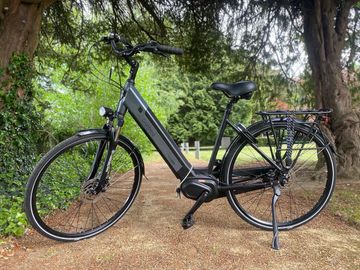 A Black electric bike available from UCD Bikes